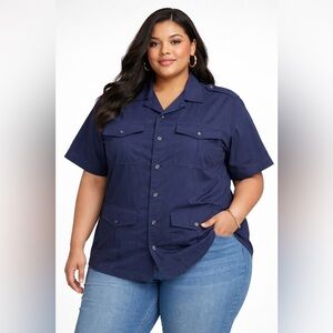 Vintage Tilley Endurables Navy Utility Shirt | Women’s L–XL